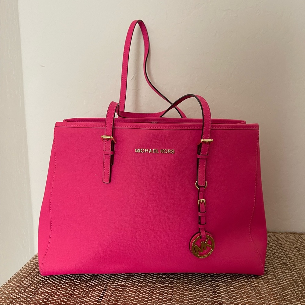 Michael Kors Pink Structured Tote with Saffiano Finish